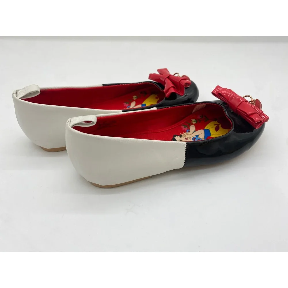 Disney Snow White Ballet Flats Black White Red Bow Apple Charm Girls‎ Size 1